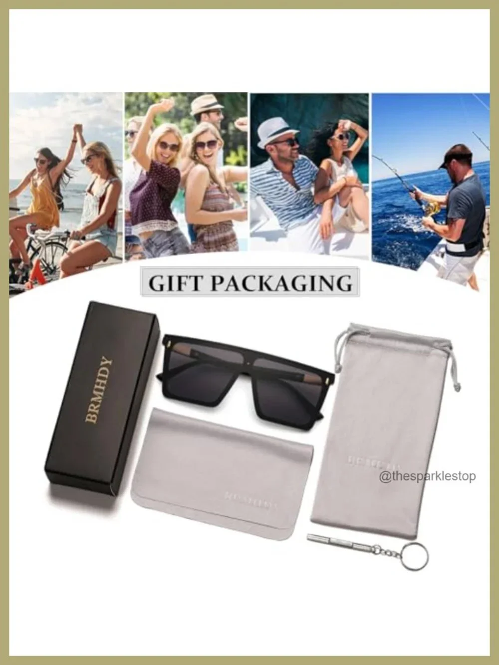 Oversized Square Flat Top Sunglasses UV400 Protection Unisex